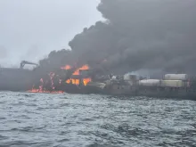 Un petrolero y un carguero se incendiaron en el Estuario Humber.