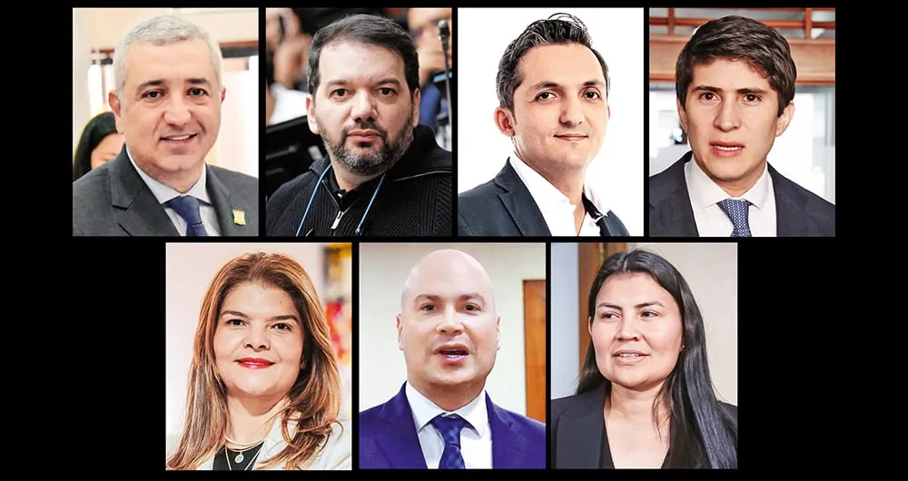 Los congresistas investigados Juan Diego Muñoz, Julio Elías Chagüi, Juan Pablo Gallo, Wadith Manzur, Liliana Bitar, Julián Peinado y Karen Manrique.