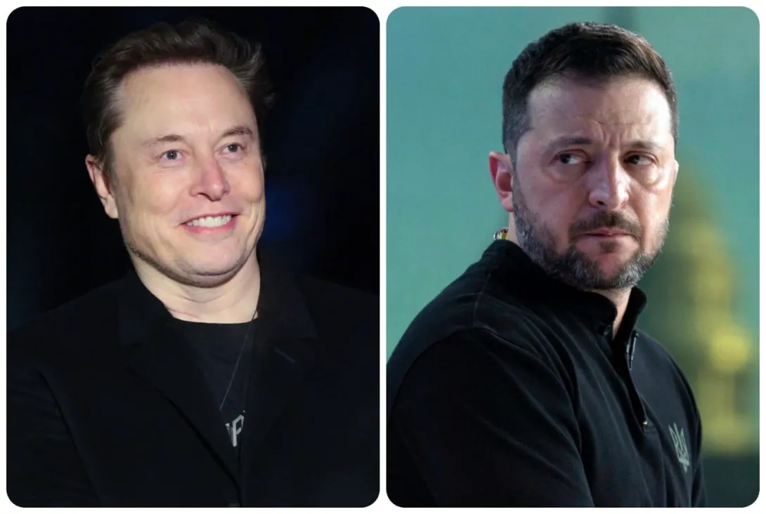 Elon Musk y Volodimir Zelenski