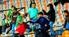 La transmisión de Win Sports informó que el partido entre Nacional y Junior se suspendía por falta de garantías por pelea entre hinchas en la tribuna.