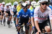 Nairo Quintana de Colombia y Movistar Team compite durante la 118ª Il Lombardia 2024, ganada por Tadej Pogačar