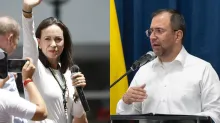 Canciller venezolano Yvan Gil y María Corina Machado