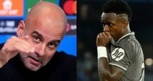 Pep Guardiola y Vinícius Jr.