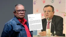 Rodrigo Londoño signatario del acuerdo de paz, Alejandro Ramelli Presidente de la JEP.