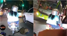 Bogotá noticias: mujer en moto usó una olla como casco y video es viral | Cuál es la multa por no llevar el casco en una moto y cuánto vale