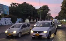 Trancón en la Autopista Norte.