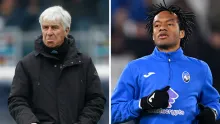 Técnico del Atalanta, Gian Piero Gasperini, y Juan Guillermo Cuadrado, futbolista colombiano.