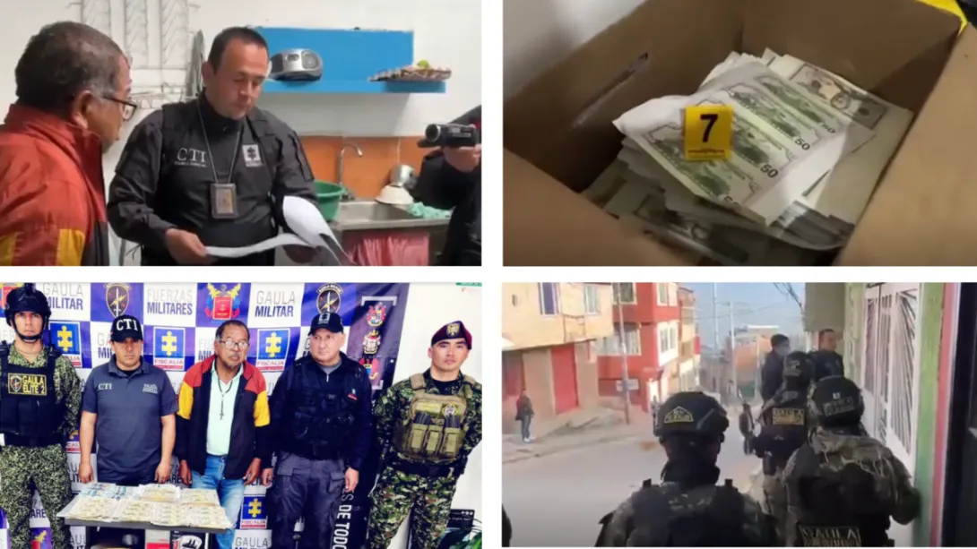 Dormía con planchas de billetes que sumaban más de un millón de dólares. Fiscalía y Ejército participaron en el allanamiento y captura.