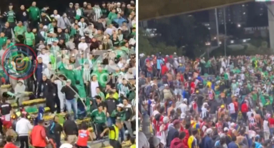 Se conocieron nuevos videos de la pelea que se formó entre hinchas de Nacional y Junior en el Atanasio Girardot. Adultos y niños intentaron huir.