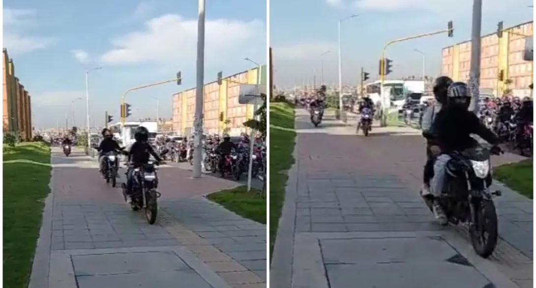 Video de motociclistas circulando por la Avenida Guayacanes, en Bogotá, y multa que les podrían imponer por esta situación