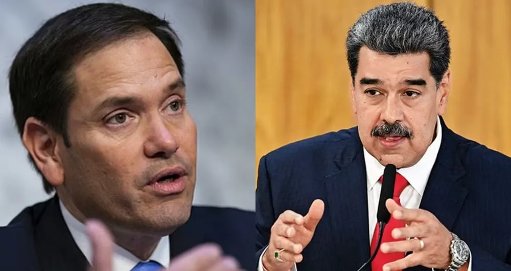 De izquierda a derecha: el senador Marco Rubio y Nicolás Maduro.