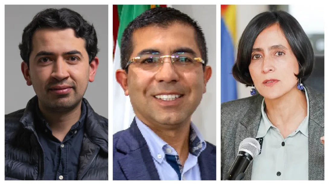 De izquierda a derecha: Daniel Briceño (concejal de Bogotá), Alfred Ballesteros (director de la CAR) y Susana Muhamad (ministra de Ambiente).