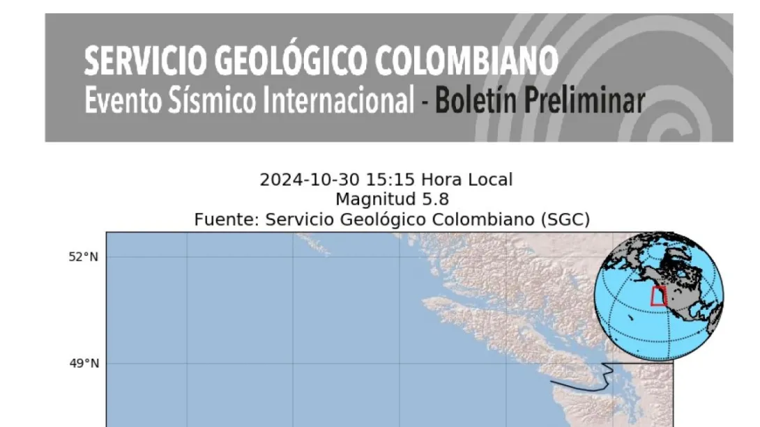 El movimiento se registró sobre las 3:15 p.m. hora local en la zona marítima de Oregon.