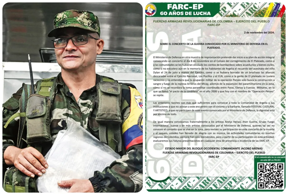 Las disidencias de las Farc lanzaron advertencia a artistas de la música por posible concierto en El Plateado.