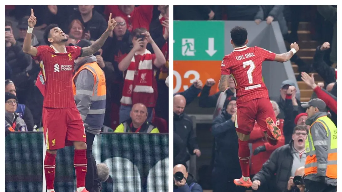 El colombiano anotó tres goles en la victoria del Liverpool.