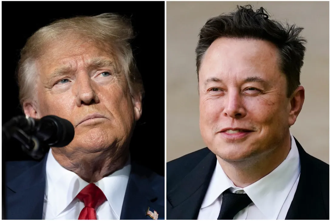 Esta combinación de fotografías muestra al presidente electo de Estados Unidos,  Donald Trump, y a Elon Musk.