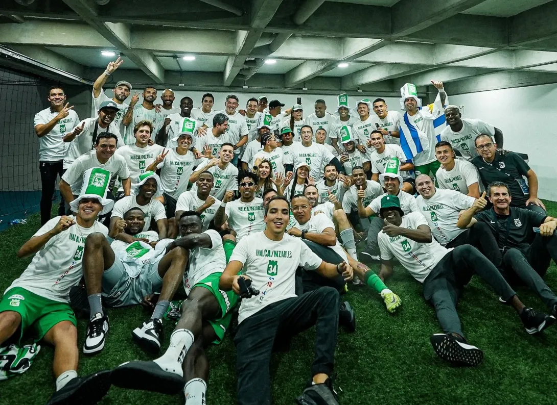 En el camerino norte del Pascual Guerrero, el plantel de Atlético Nacional festejó el título de la Copa Betplay 2024.