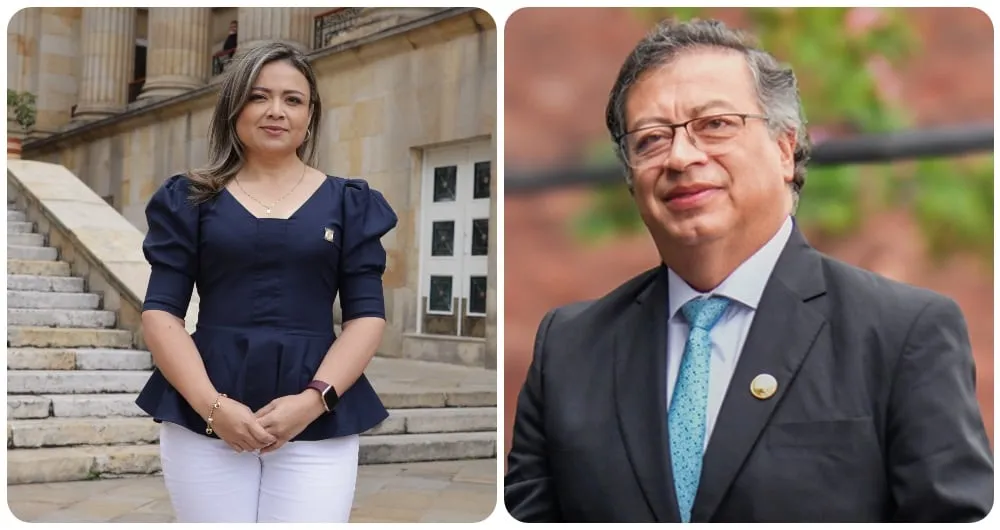 Lina Garrido, representante de Cambio Radical, y el presidente Gustavo Petro.