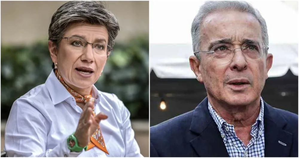 La exalcaldesa Claudia López y el expresidente Álvaro Uribe.